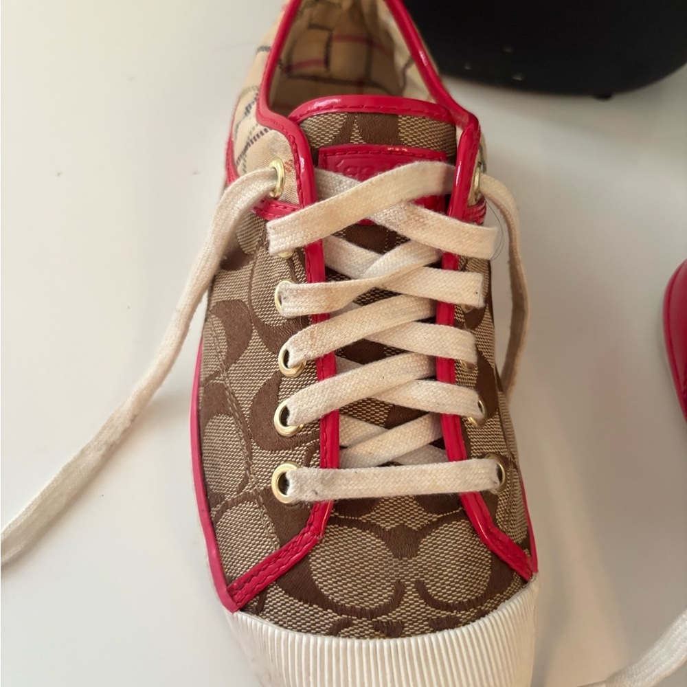 Coach Women's Brown and Pink Lace-Up Sneakers - Picture 3 of 7